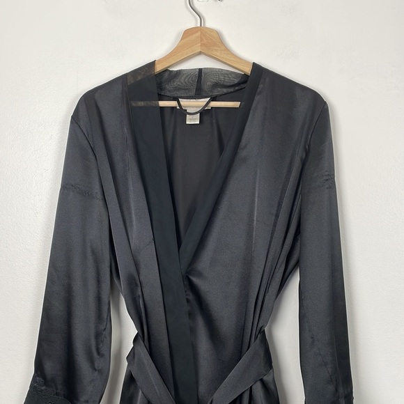 Morgan Taylor Intimates women robe size small satin black tie wrap - Picture 4 of 12